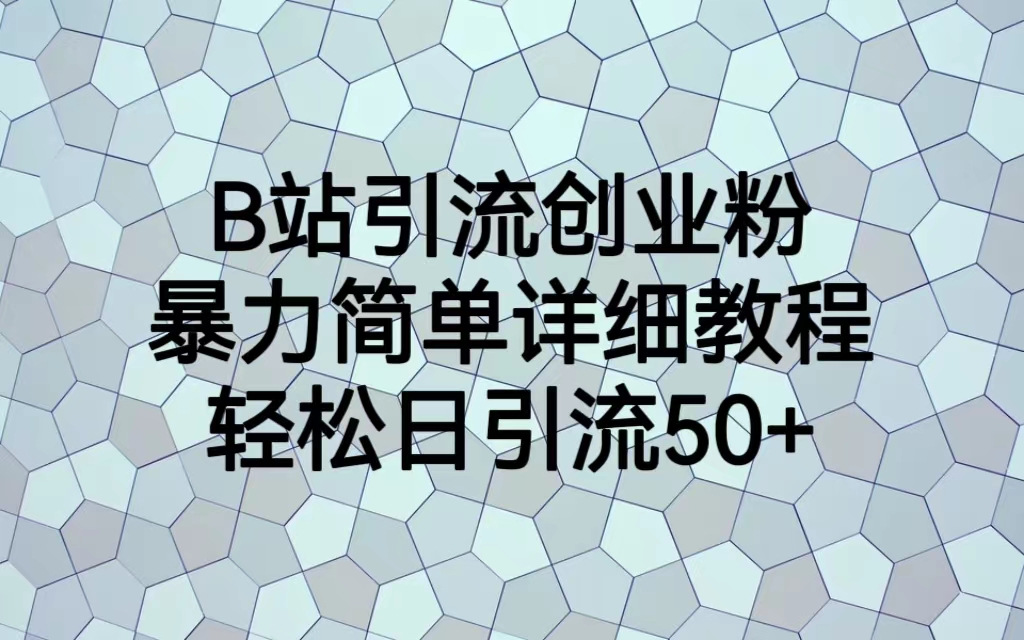 【副业项目6915期】B站引流创业粉，暴力简单详细教程，轻松日引流50+-知联副业