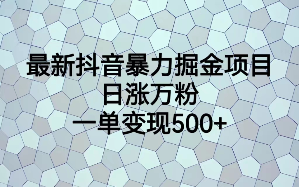 【副业项目6939期】最新抖音暴力掘金项目，日涨万粉，一单变现500+-知联副业