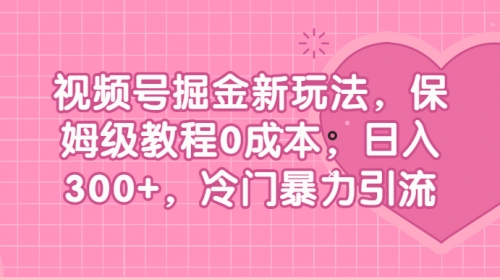 【副业项目7045期】视频号掘金新玩法，保姆级教程0成本，日入300+，冷门暴力引流-知联副业