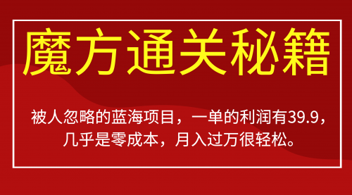 【副业项目7126期】被人忽略的蓝海项目，魔方通关秘籍一单利润有39.9-知联副业