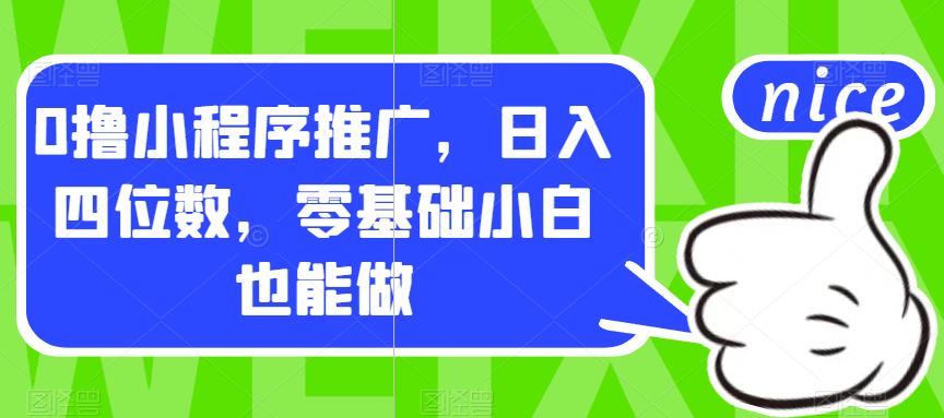 【副业项目7377期】0撸小程序推广，日入四位数，零基础小白也能做【揭秘】-知联副业