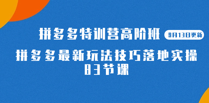【副业项目7470期】2023拼多多·特训营高阶班【9月13日更新】拼多多最新玩法技巧落地实操-83节-知联副业