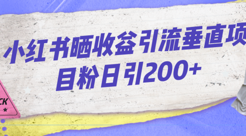 【副业项目7194期】小红书晒收益图引流垂直项目粉日引200+-知联副业