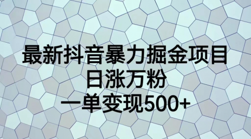 【副业项目7237期】抖音暴力掘金项目，日涨万粉，多种变现方式，一单变现可达500+-知联副业