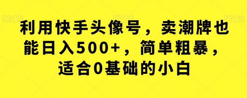 【副业项目7527期】利用快手头像号，卖潮牌也能日入500+，简单粗暴，适合0基础的小白【揭秘】-知联副业