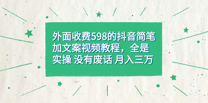【副业项目7528期】外面收费598抖音简笔加文案教程，全是实操 没有废话 月入三万（教程+资料）-知联副业