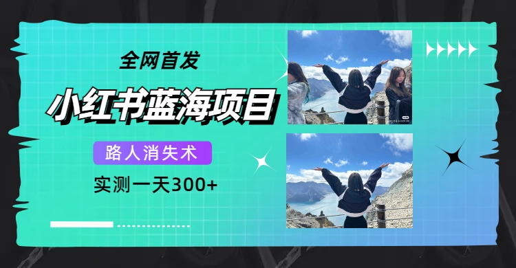 【副业项目7750期】全网首发，小红书蓝海项目，路人消失术，实测一天300+（教程+工具）-知联副业