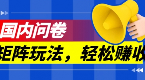 【副业项目7605期】保姆级教程，国内问卷矩阵玩法，轻松赚收益-知联副业
