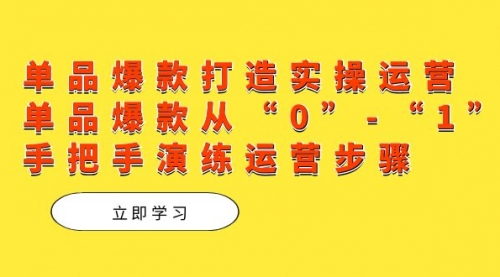 【副业项目7711期】单品爆款打造实操运营，单品爆款从“0”-“1”手把手演练运营步骤-知联副业
