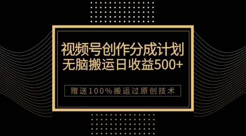 【副业项目7902期】最新视频号创作分成计划，无脑搬运一天收益500+，100%搬运过原创技巧-知联副业