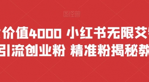 【副业项目7956期】价值4000 小红书无限艾特暴力引流创业粉 精准粉揭秘教程-知联副业