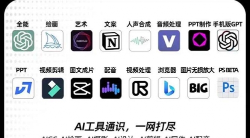 【副业项目7989期】AIGC-全能特训营第3期：一次掌握14大主流AI工具，A1工具通识，一网打尽-知联副业