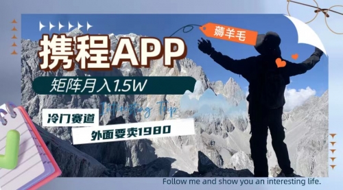 【副业项目8046期】携程APP薅羊毛，外面卖1980的冷门赛道，矩阵月入1.5w-知联副业