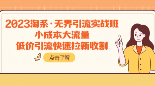 【副业项目8106期】2023淘系·无界引流实战班：小成本大流量，低价引流快速拉新收割-知联副业