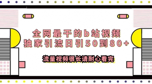 【副业项目8119期】全网最干的b站视频独家引流日引50到80+-知联副业