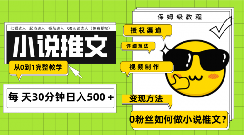 【副业项目8160期】Ai小说推文每天20分钟日入500＋授权渠道-知联副业