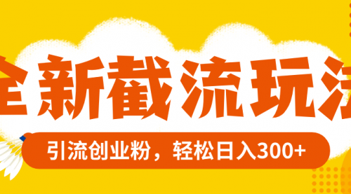 【副业项目8262期】全新截流玩法，精准引流创业粉，轻松日入300+-知联副业