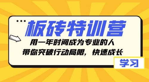 【副业项目8289期】板砖特训营，用一年时间成为专业的人，带你突破行动局限，快速成长-知联副业