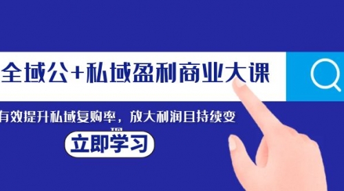 【副业项目8291期】全域公+私域盈利商业大课，有效提升私域复购率，放大利润且持续变现-知联副业