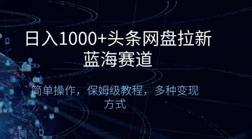 【副业8679期】日入1000+头条网盘拉新蓝海赛道，简单操作，保姆级教程，多种变现方式-知联副业