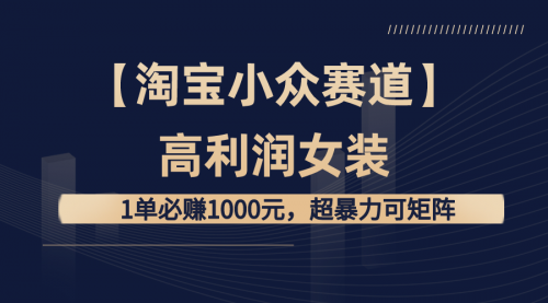 【副业8721期】【淘宝小众赛道】高利润女装：1单必赚1000元-知联副业