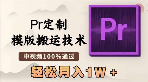 【副业8726期】最新Pr定制模版搬运技术，中视频100%通过-知联副业