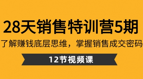 【副业8768期】28天·销售特训营5期：了解赚钱底层思维，掌握销售成交密码（12节课）-知联副业