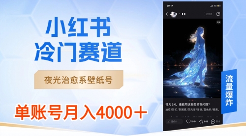 【副业8816期】小红书冷门赛道，夜光治愈系壁纸号，单号月入4000＋-知联副业