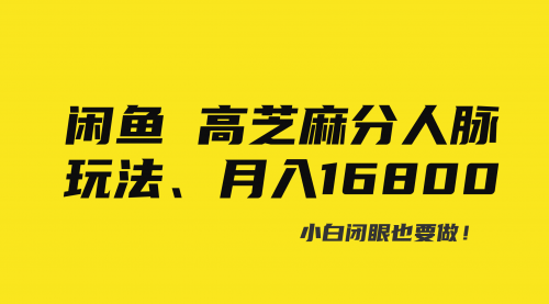 【副业8850期】闲鱼高芝麻分人脉玩法、0投入、0门槛,每一小时,月入过万！-知联副业