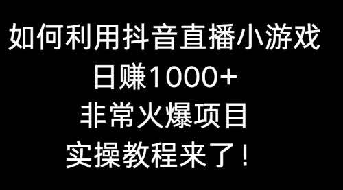 【副业8921期】如何利用抖音直播小游戏日赚1000+，非常火爆项目，实操教程来了！-知联副业