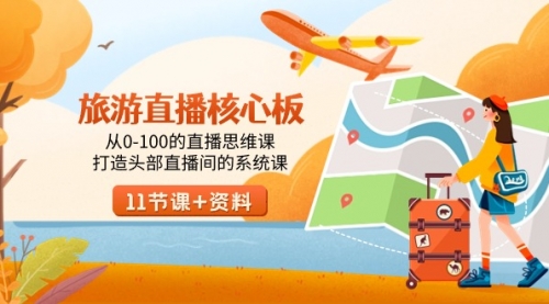 【副业9030期】旅游-直播核心板，从0-100的直播思维课，打造头部直播间的系统课-知联副业