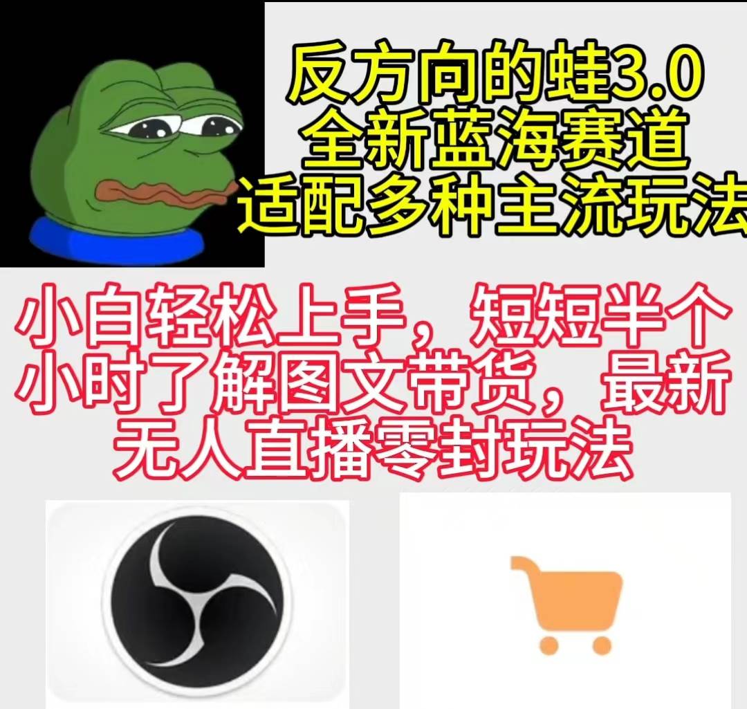反方向的蛙3.0，图文最新玩法，变现多元化，新蓝海项目，小白轻松上手-知联副业
