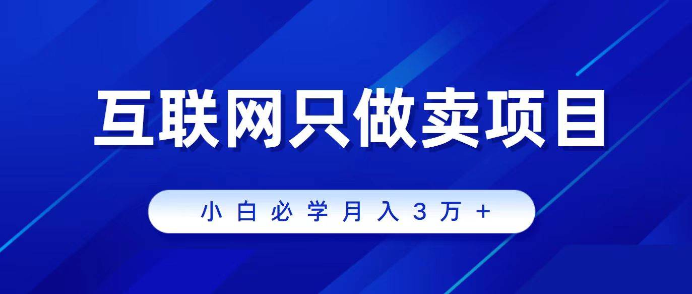 互联网的尽头就是卖项目，被割过韭菜的兄弟们必看！轻松月入三万以上！-知联副业
