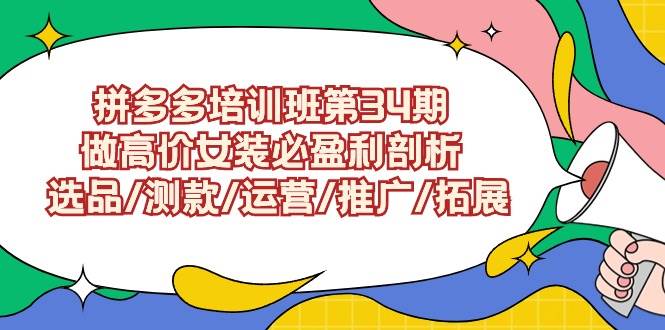 拼多多培训班第34期：做高价女装必盈利剖析  选品/测款/运营/推广/拓展-知联副业