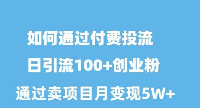 如何通过付费投流日引流100+创业粉月变现5W+-知联副业