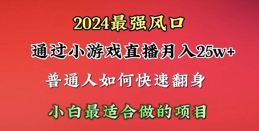 2024年最强风口，通过小游戏直播月入25w+单日收益5000+小白最适合做的项目-知联副业