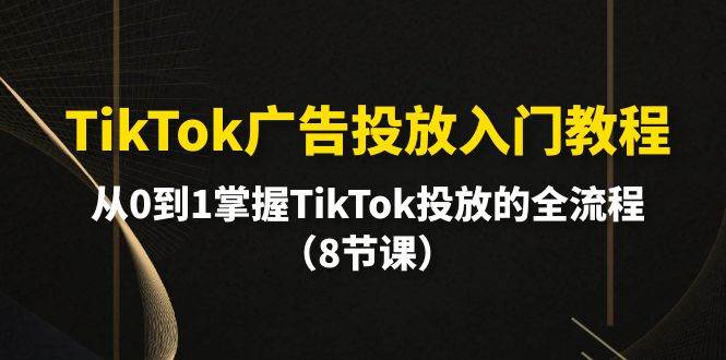 TikTok广告投放入门教程，从0到1掌握TikTok投放的全流程（8节课）-知联副业