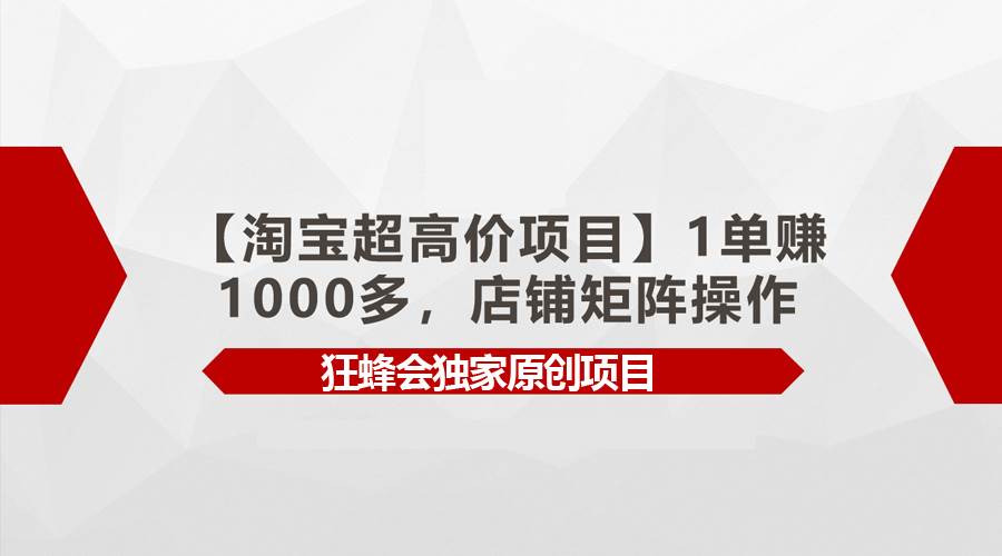 【淘宝超高价项目】1单赚1000多，店铺矩阵操作-知联副业