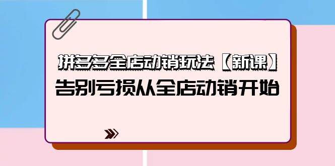 拼多多全店动销玩法【新课】，告别亏损从全店动销开始（4节视频课）-知联副业