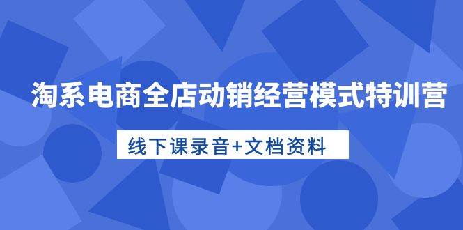 淘系电商全店动销经营模式特训营，线下课录音+文档资料-知联副业