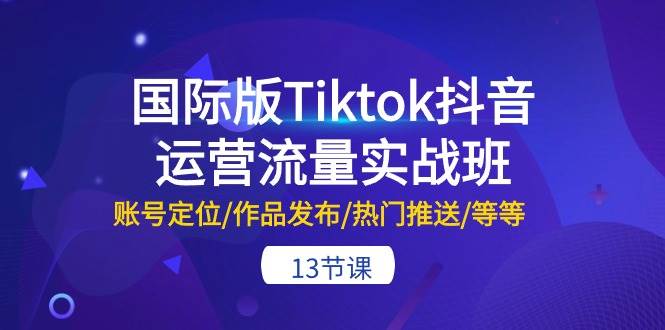 国际版Tiktok抖音运营流量实战班：账号定位/作品发布/热门推送/等等-13节-知联副业