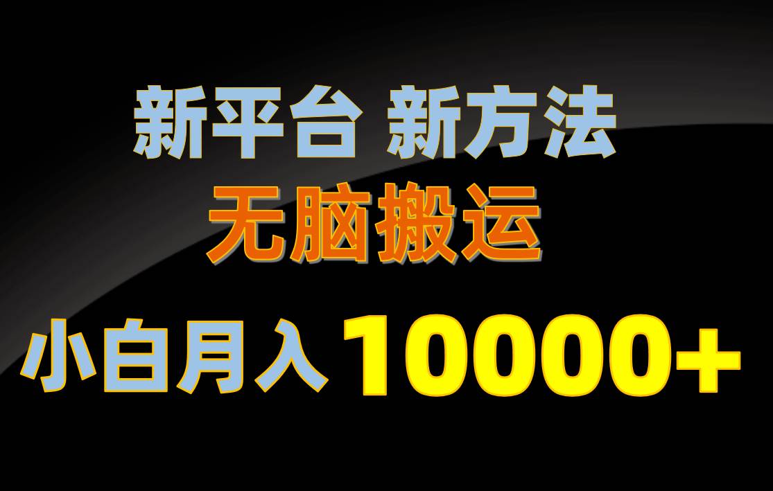 新平台新方法，无脑搬运，月赚10000+，小白轻松上手不动脑-知联副业