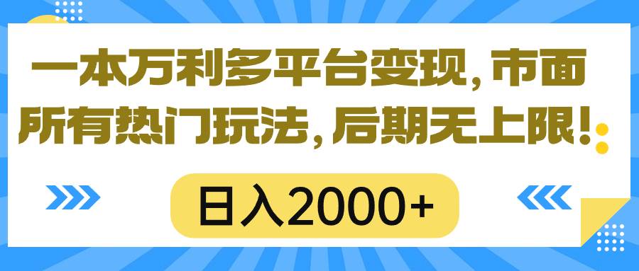 一本万利多平台变现，市面所有热门玩法，日入2000+，后期无上限！-知联副业