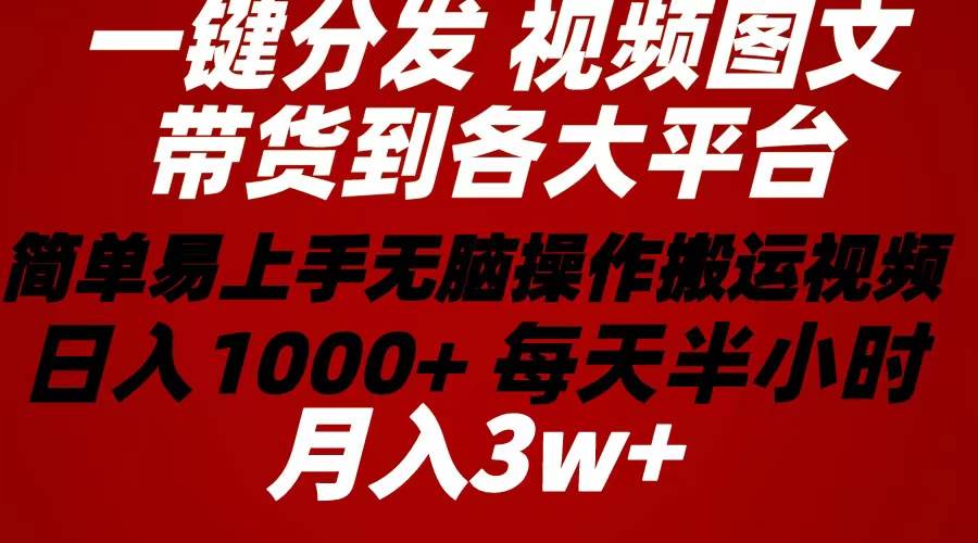 2024年 一键分发带货图文视频  简单易上手 无脑赚收益 每天半小时日入1…-知联副业