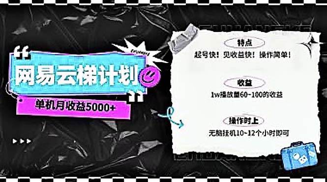 2024网易云云梯计划 单机日300+ 无脑月入5000+-知联副业