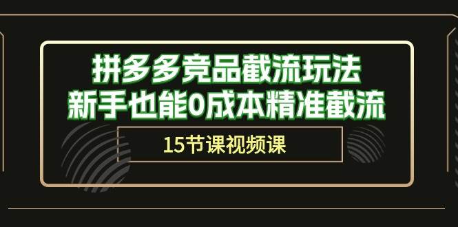 拼多多竞品截流玩法，新手也能0成本精准截流（15节课）-知联副业