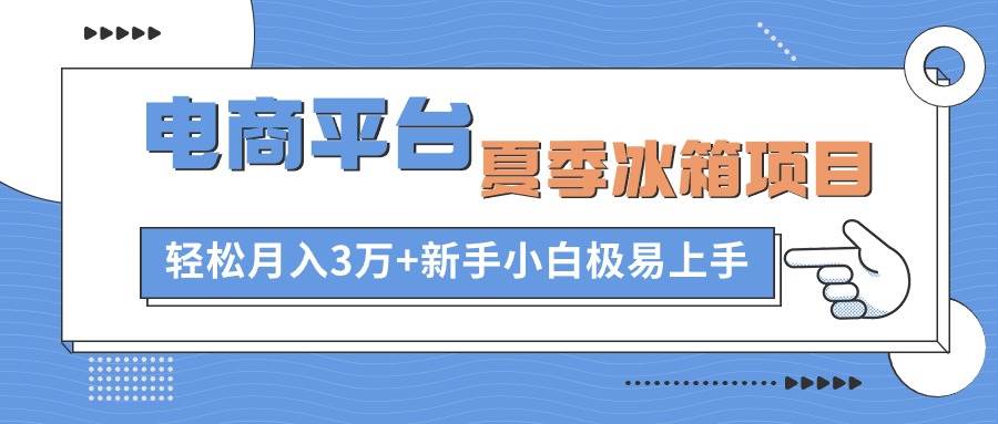 电商平台夏季冰箱项目，轻松月入3万+，新手小白极易上手-知联副业