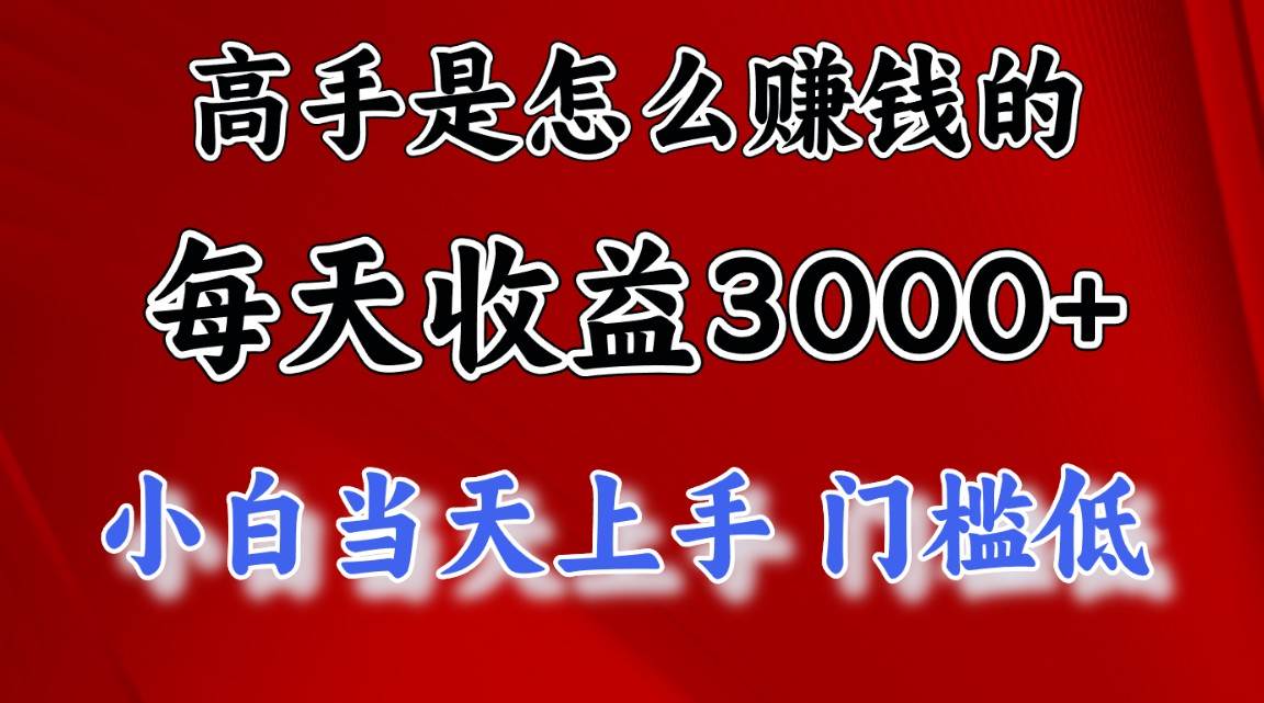 高手是怎么赚钱的，一天收益3000+ 这是穷人逆风翻盘的一个项目，非常…-知联副业