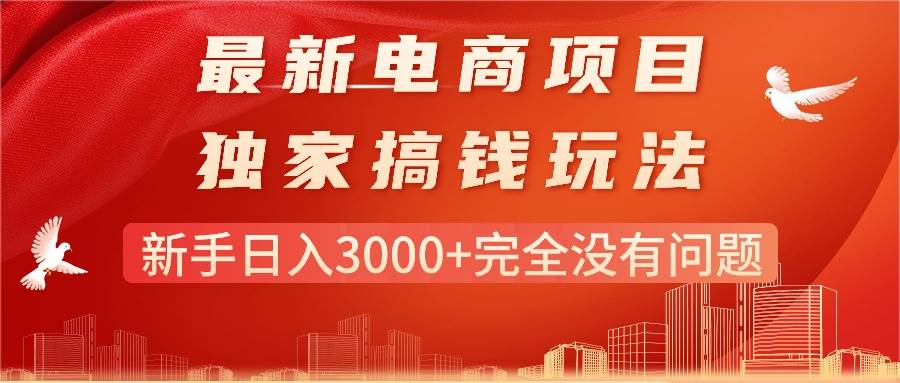最新电商项目-搞钱玩法，新手日入3000+完全没有问题-知联副业