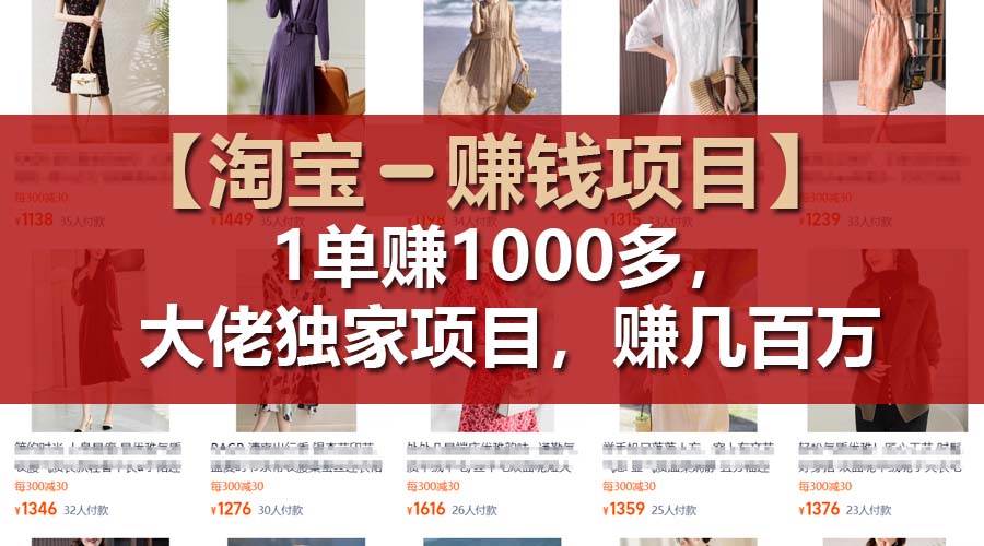 【淘宝赚钱项目】1单可赚1000多，大佬独家项目，年赚几百万-知联副业